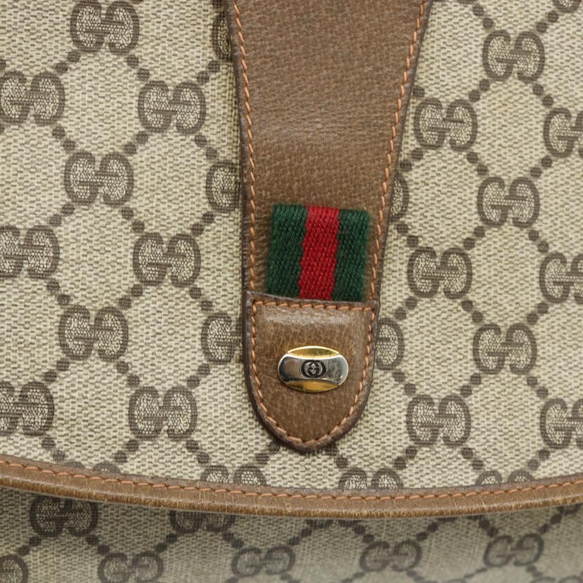 GUCCI GG Supreme Web Sherry Line Clutch Bag PVC Beige Gold 89 01 031 Auth 180130