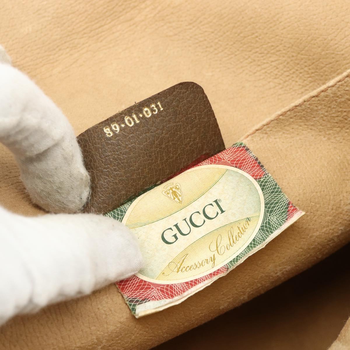 GUCCI GG Supreme Web Sherry Line Clutch Bag PVC Beige Gold 89 01 031 Auth 180130