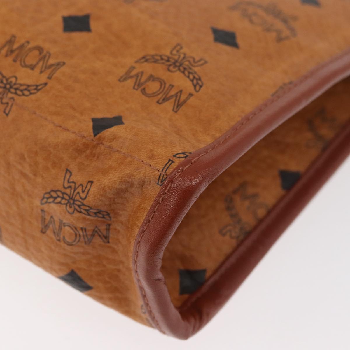 MCM Vicetos Logogram Clutch Bag PVC Brown Gold Auth 180135