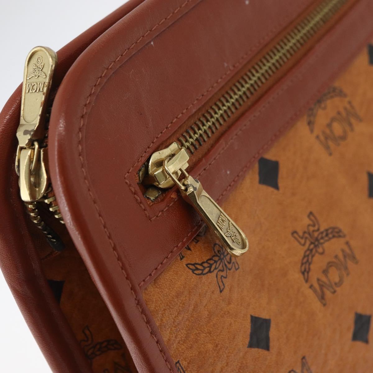 MCM Vicetos Logogram Clutch Bag PVC Brown Gold Auth 180135