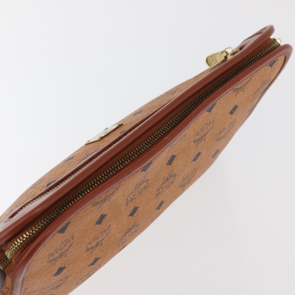 MCM Vicetos Logogram Clutch Bag PVC Brown Gold Auth 180135