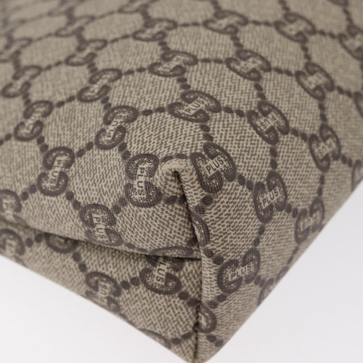 GUCCI GG Plus Supreme Clutch Bag PVC Beige Gold Auth 180136