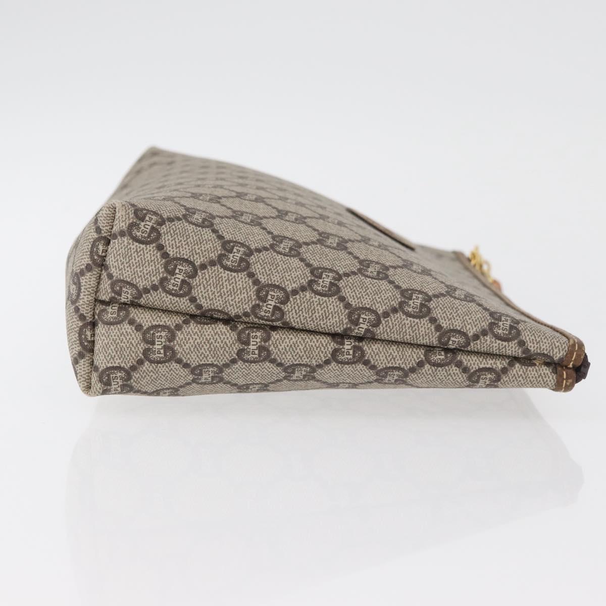 GUCCI GG Plus Supreme Clutch Bag PVC Beige Gold Auth 180136