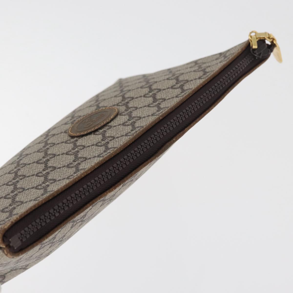 GUCCI GG Plus Supreme Clutch Bag PVC Beige Gold Auth 180136