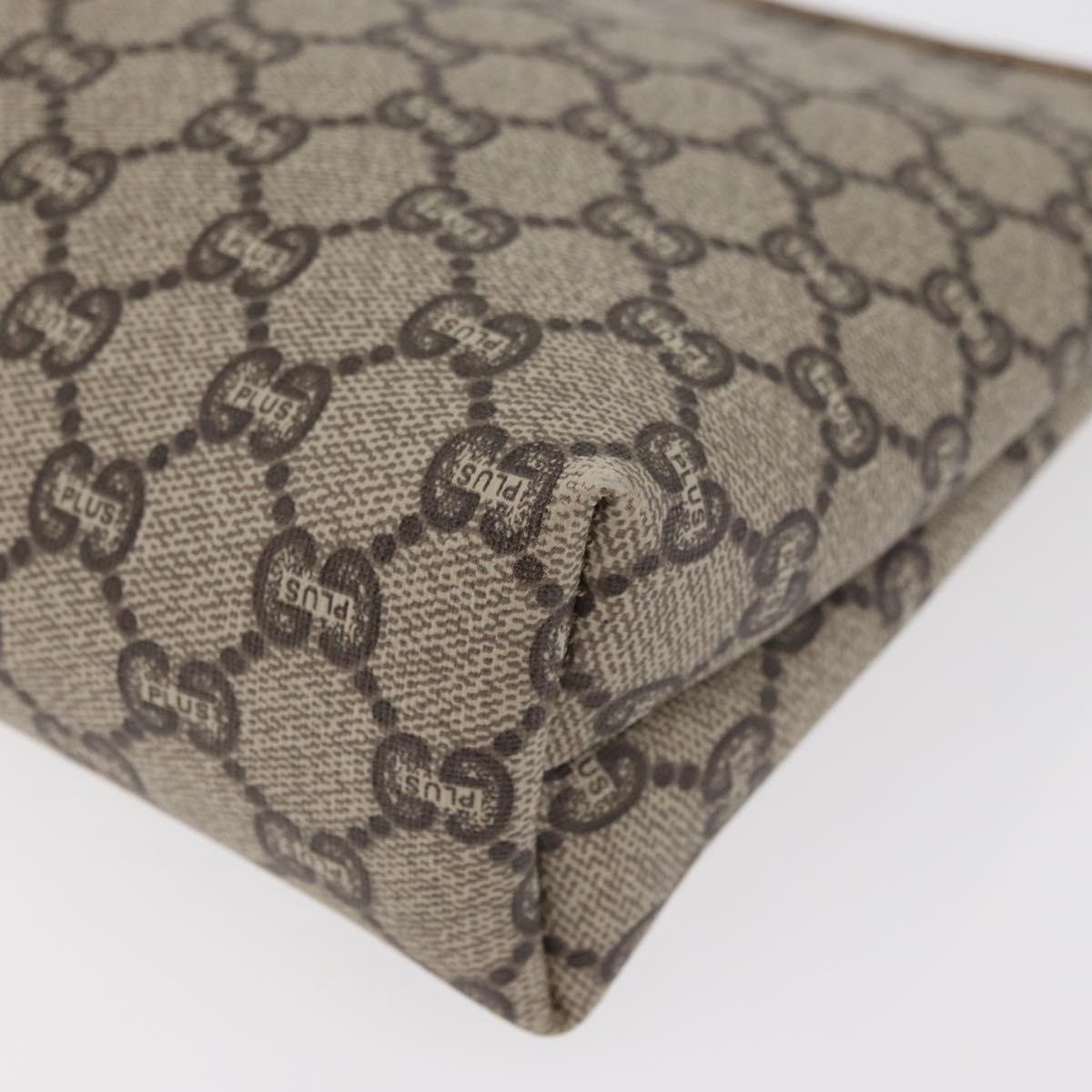 GUCCI GG Plus Supreme Clutch Bag PVC Beige Gold Auth 180136