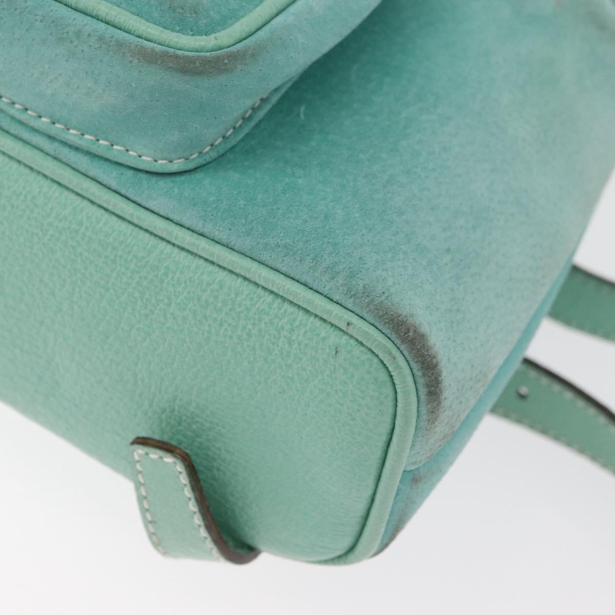 GUCCI Bamboo Backpack Suede Light Blue Gold 003 1998 0030 Auth 180137A