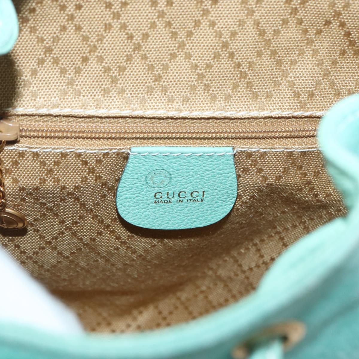 GUCCI Bamboo Backpack Suede Light Blue Gold 003 1998 0030 Auth 180137A