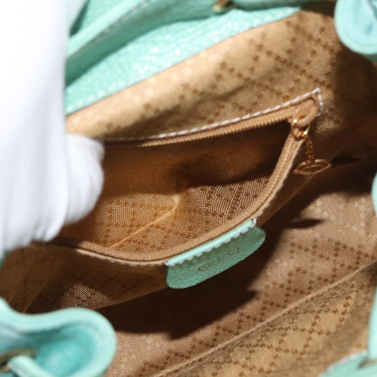 GUCCI Bamboo Backpack Suede Light Blue Gold 003 1998 0030 Auth 180137A