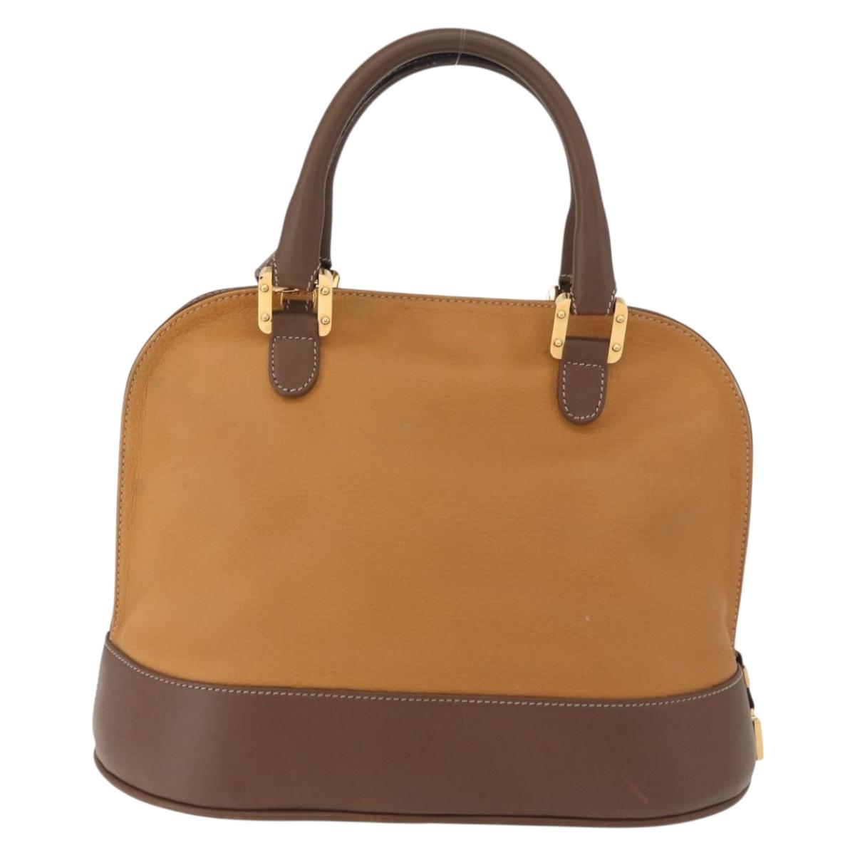LOEWE Anagram Hand Bag Leather 2way Brown Gold Auth 180138A