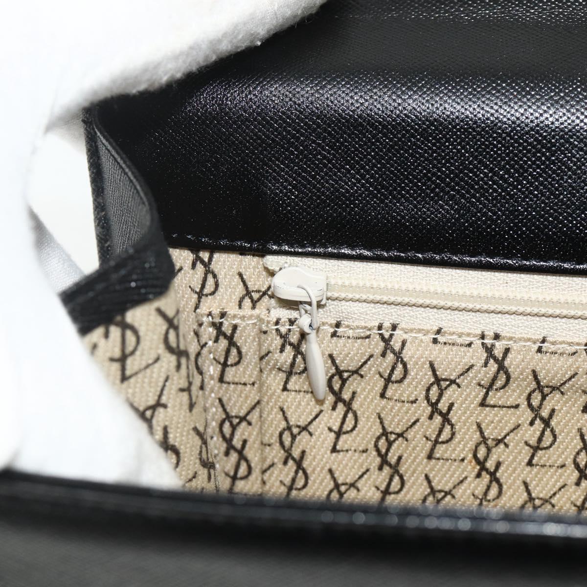 SAINT LAURENT Clutch Bag Leather Black Gold Auth 180142