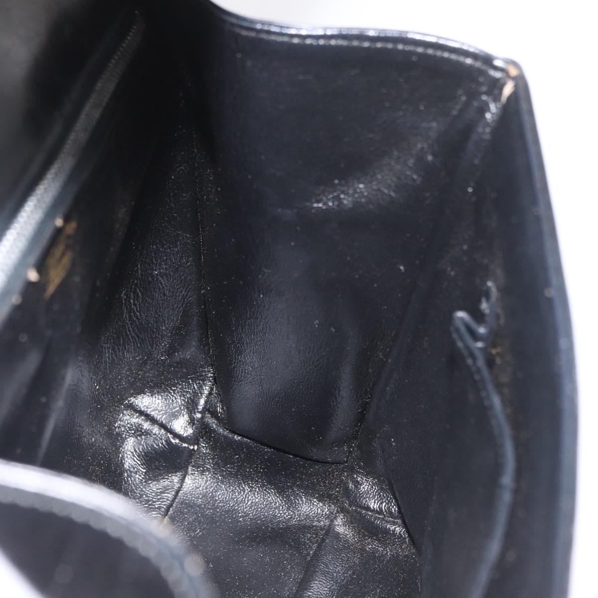 GUCCI Shoulder Bag Leather Black Gold Auth 180143