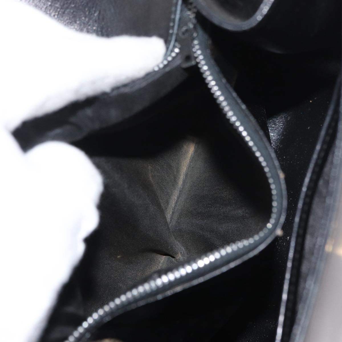 GUCCI Shoulder Bag Leather Black Gold Auth 180143