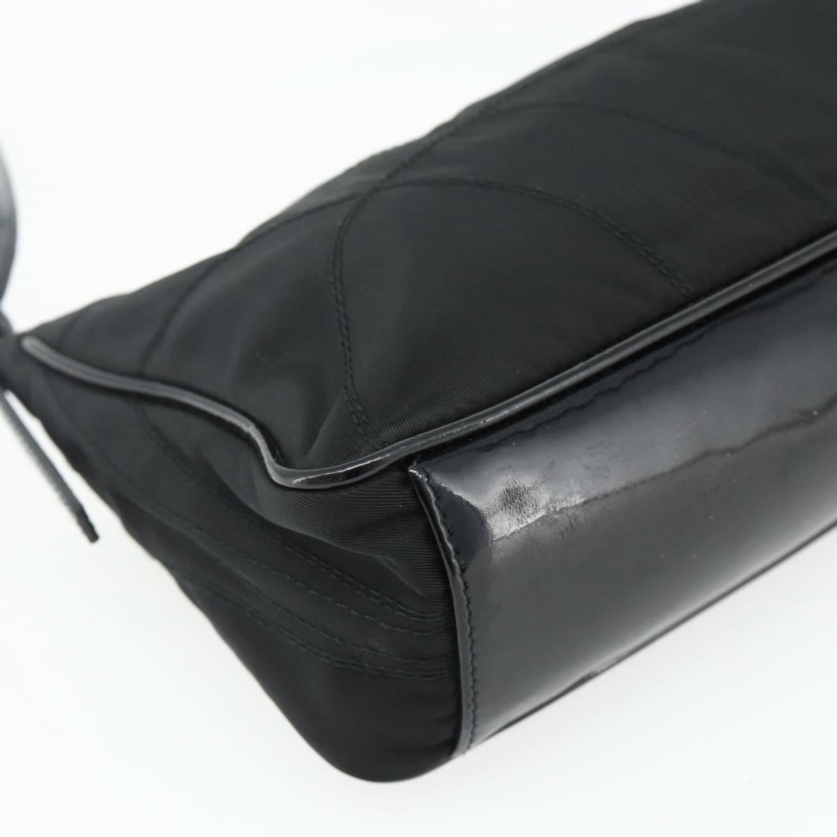 PRADA Shoulder Bag Nylon Black Silver Auth 180145A