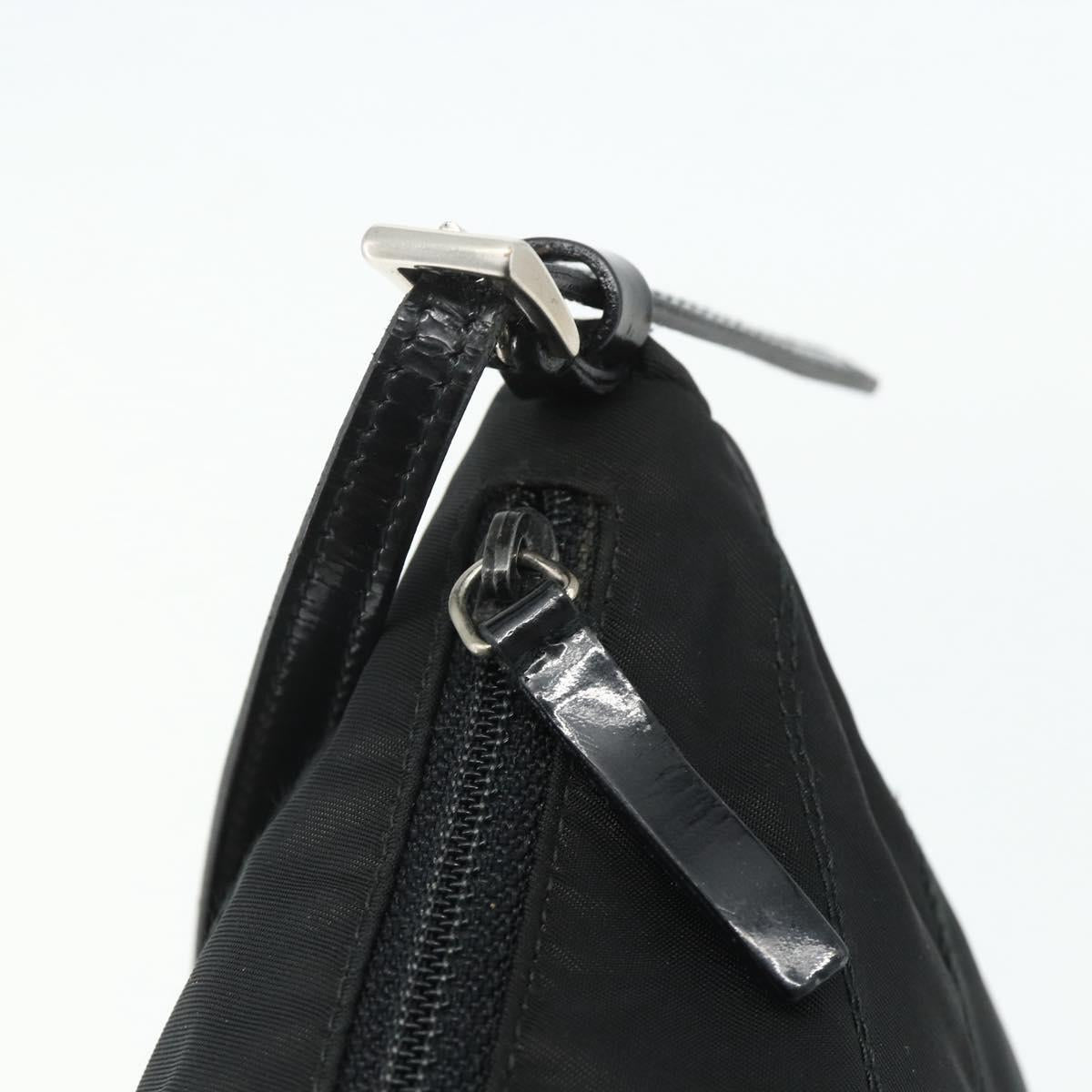 PRADA Shoulder Bag Nylon Black Silver Auth 180145A