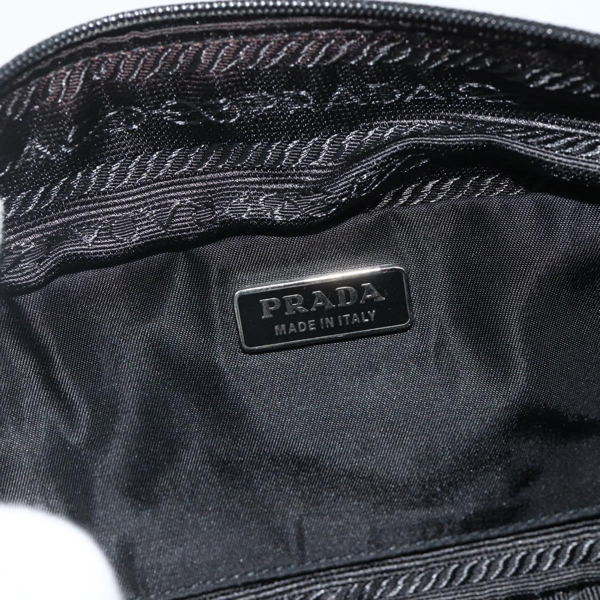 PRADA Shoulder Bag Nylon Black Silver Auth 180145A