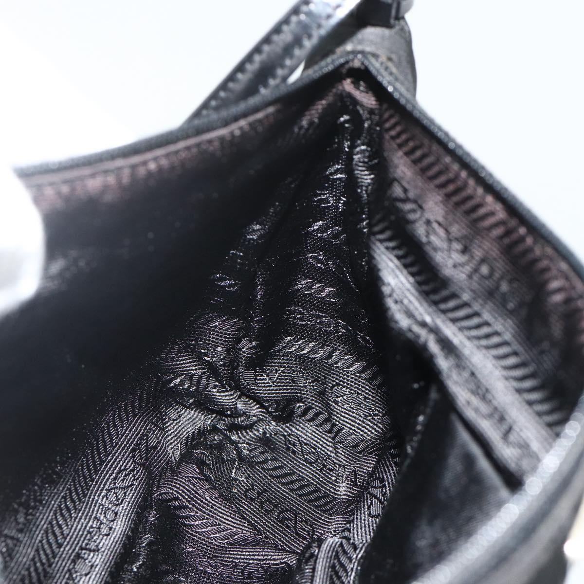 PRADA Shoulder Bag Nylon Black Silver Auth 180145A