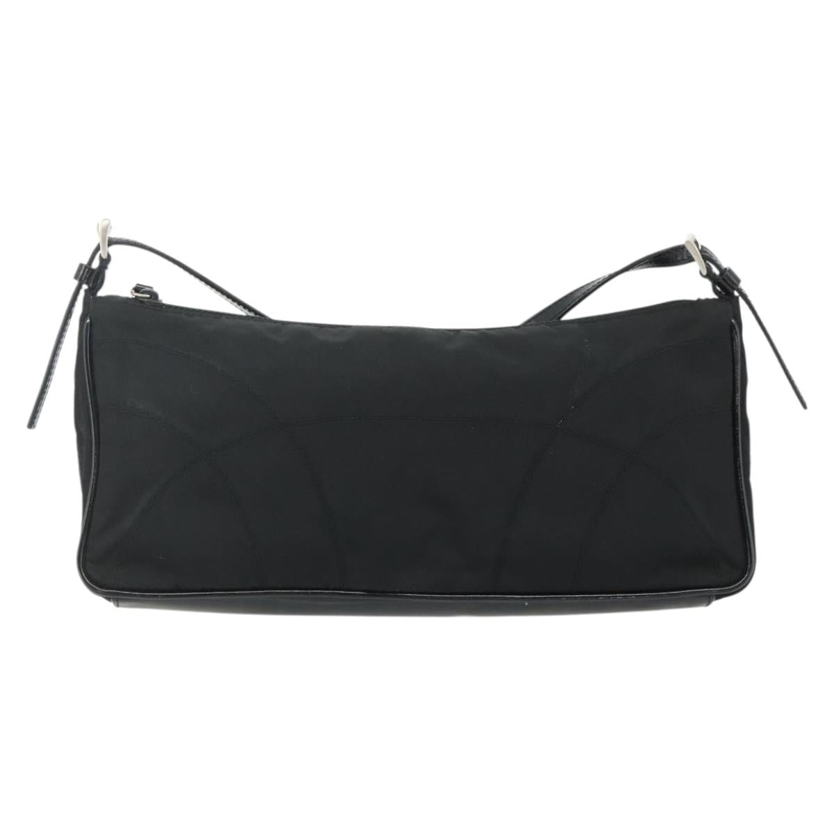 PRADA Shoulder Bag Nylon Black Silver Auth 180145A