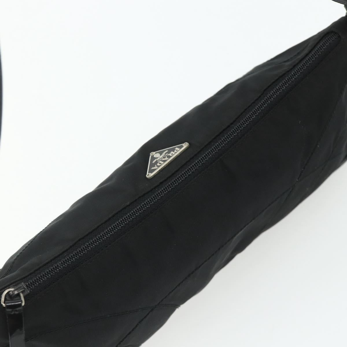PRADA Shoulder Bag Nylon Black Silver Auth 180145A