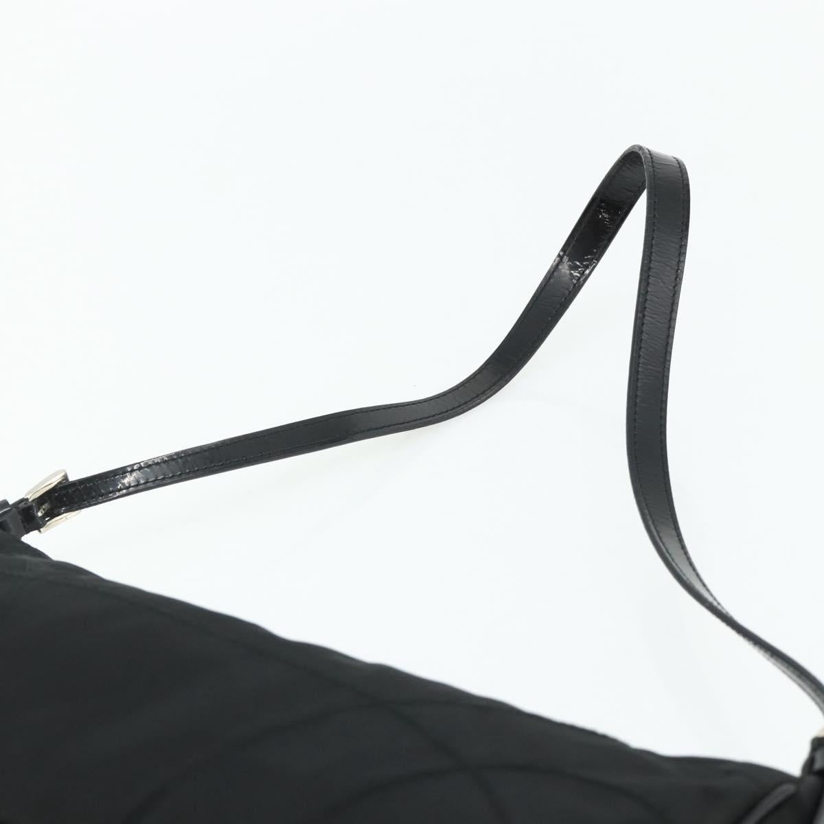 PRADA Shoulder Bag Nylon Black Silver Auth 180145A