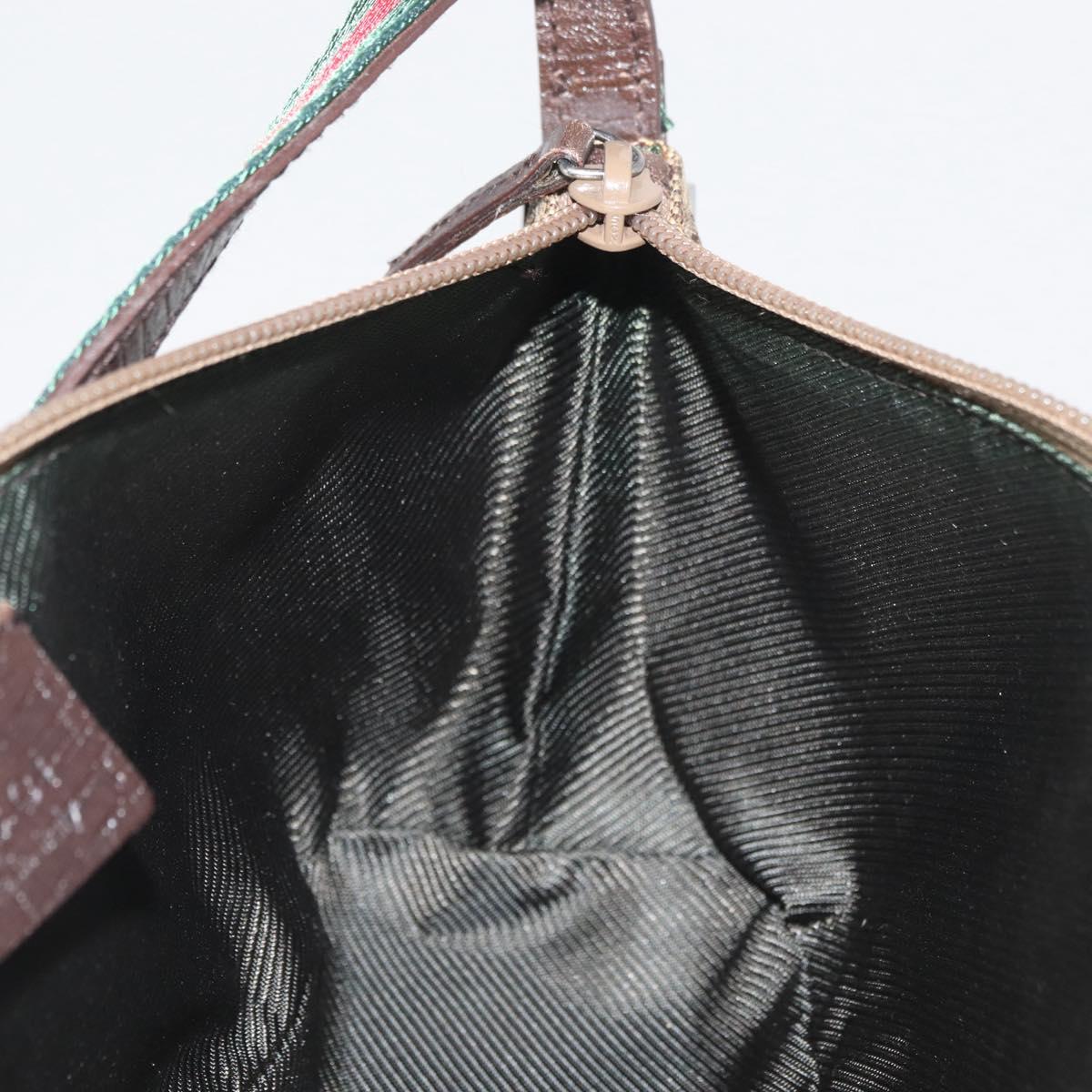 GUCCI GG Canvas Accessory Pouch Beige Silver 141809 Auth 180149