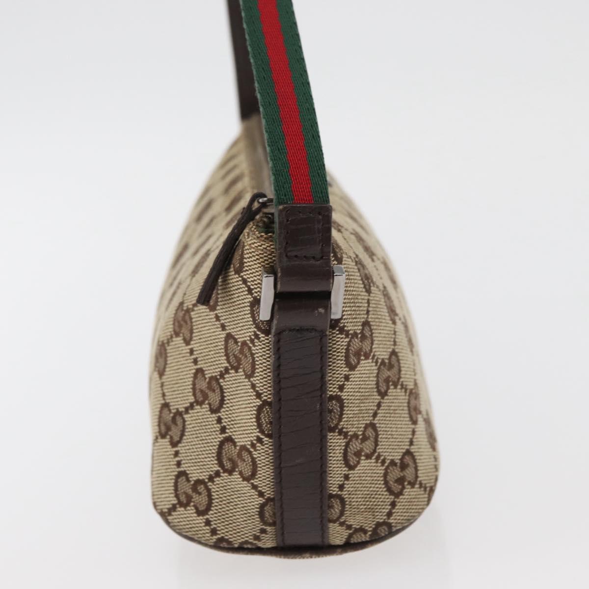 GUCCI GG Canvas Accessory Pouch Beige Silver 141809 Auth 180149