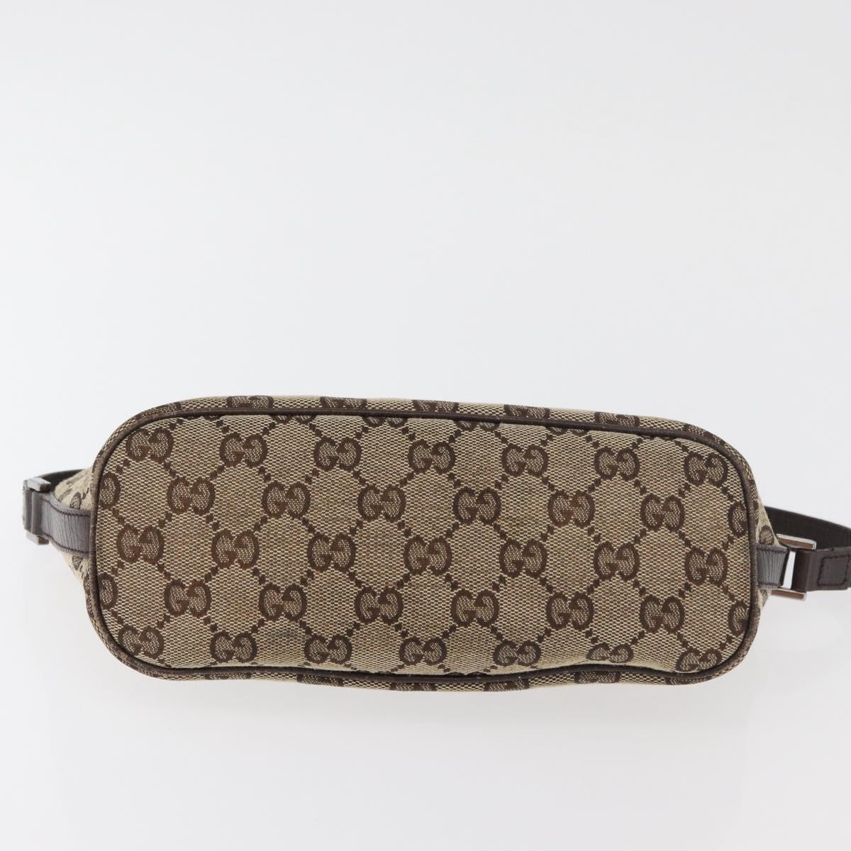 GUCCI GG Canvas Accessory Pouch Beige Silver 141809 Auth 180149