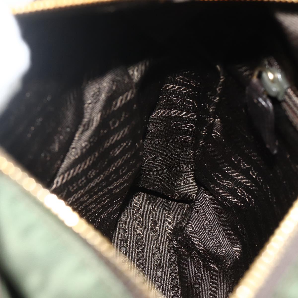 PRADA Chain Tote Bag Nylon Leather Green Gold Auth 180152