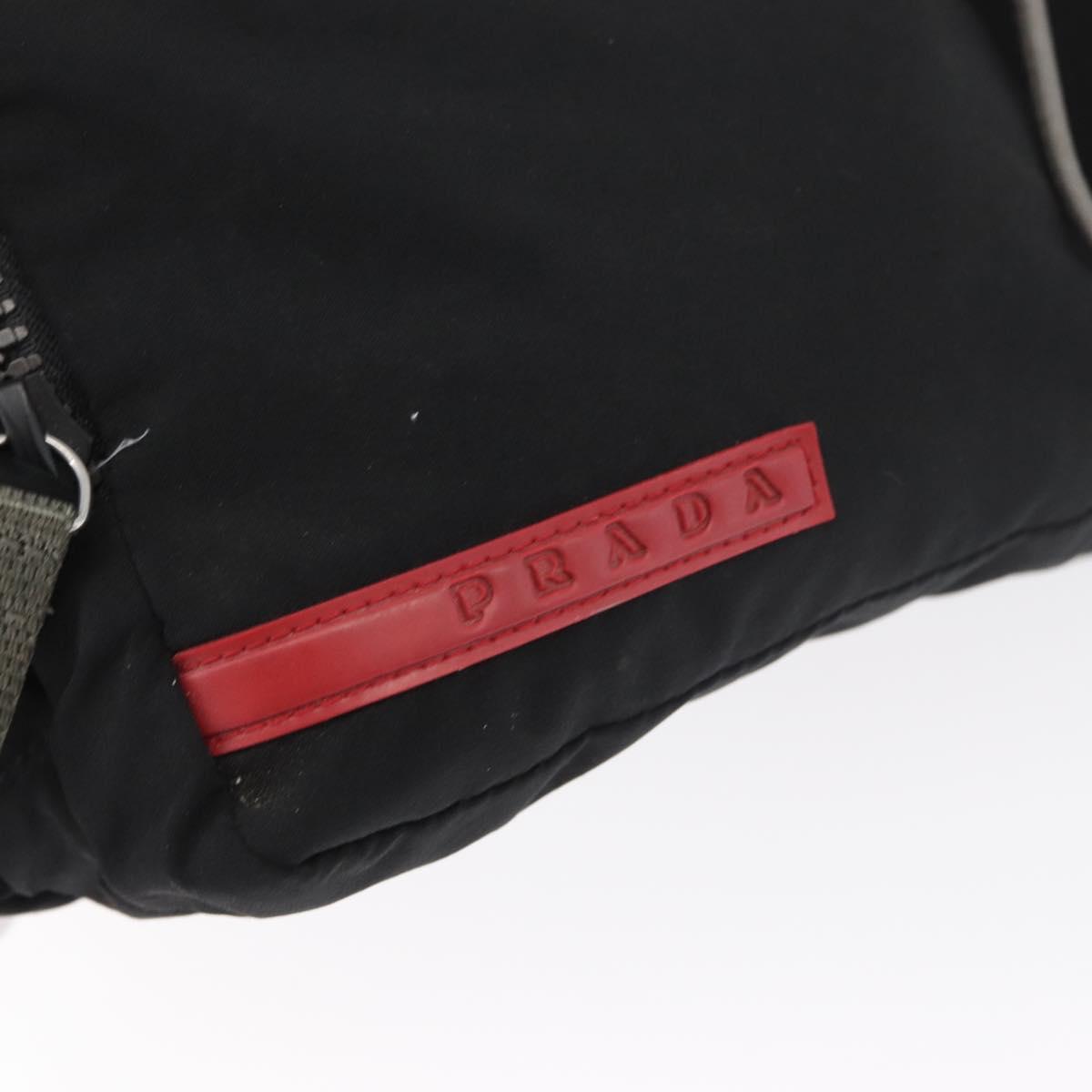 PRADA Sports Waist bag Nylon Black Silver Auth 180159A