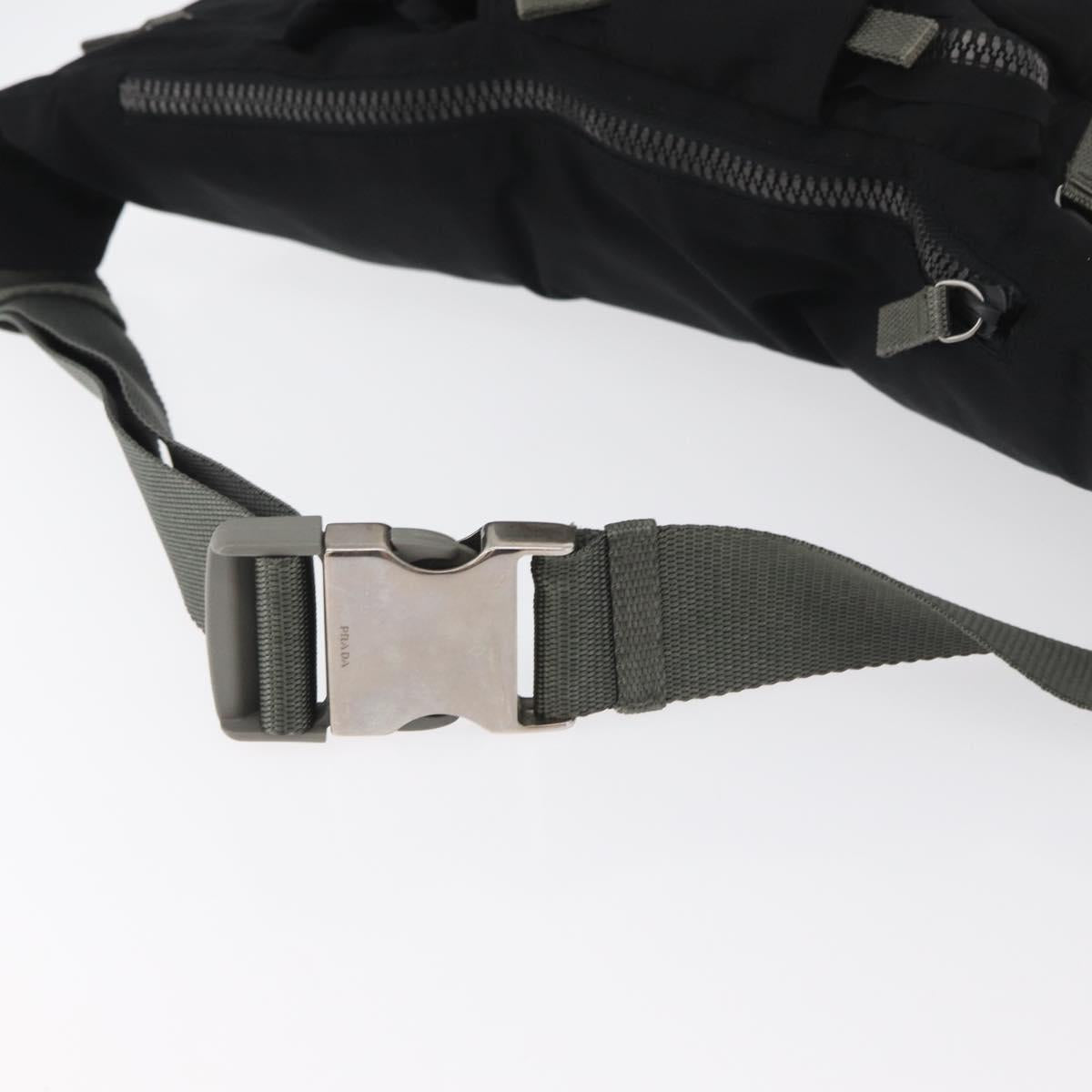 PRADA Sports Waist bag Nylon Black Silver Auth 180159A