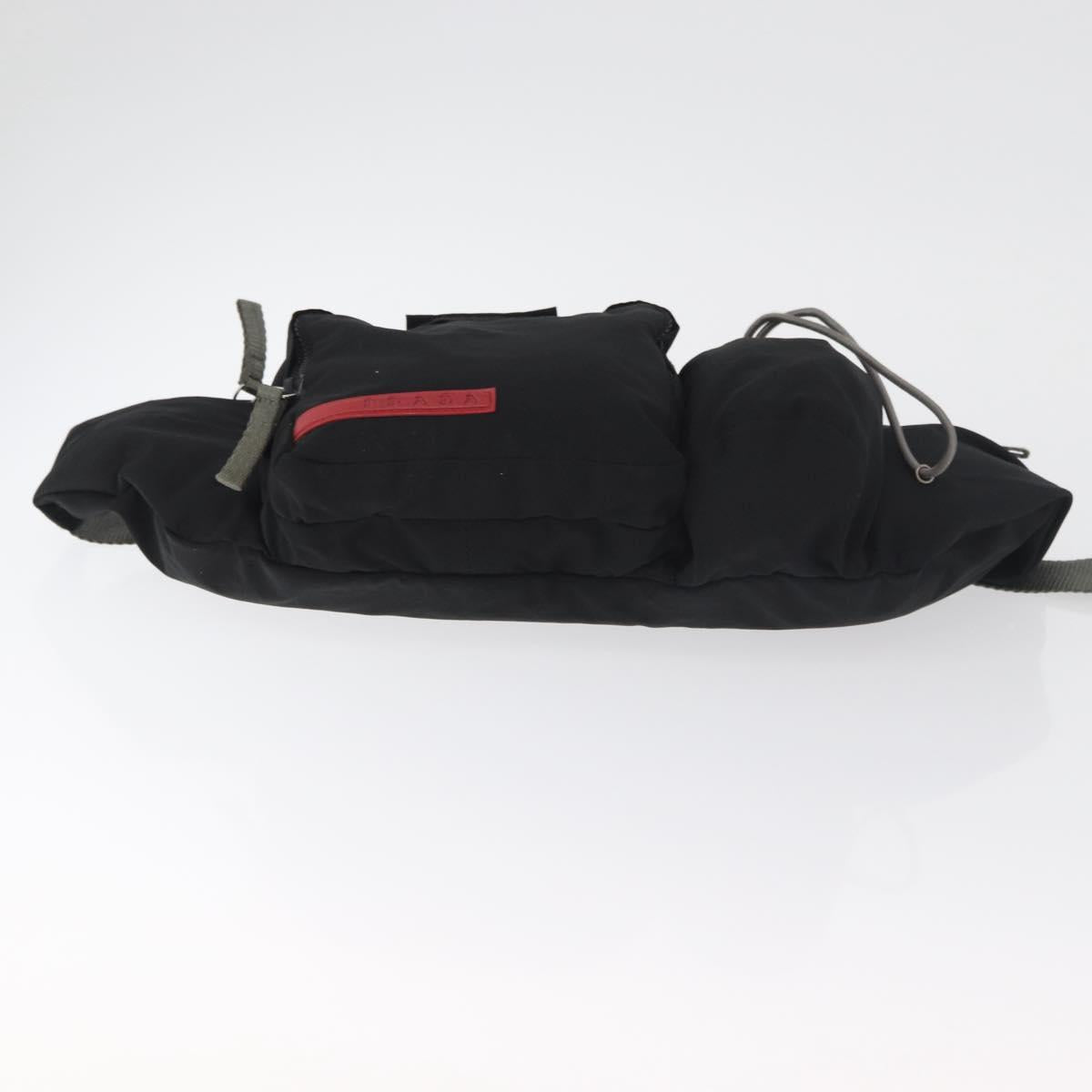 PRADA Sports Waist bag Nylon Black Silver Auth 180159A
