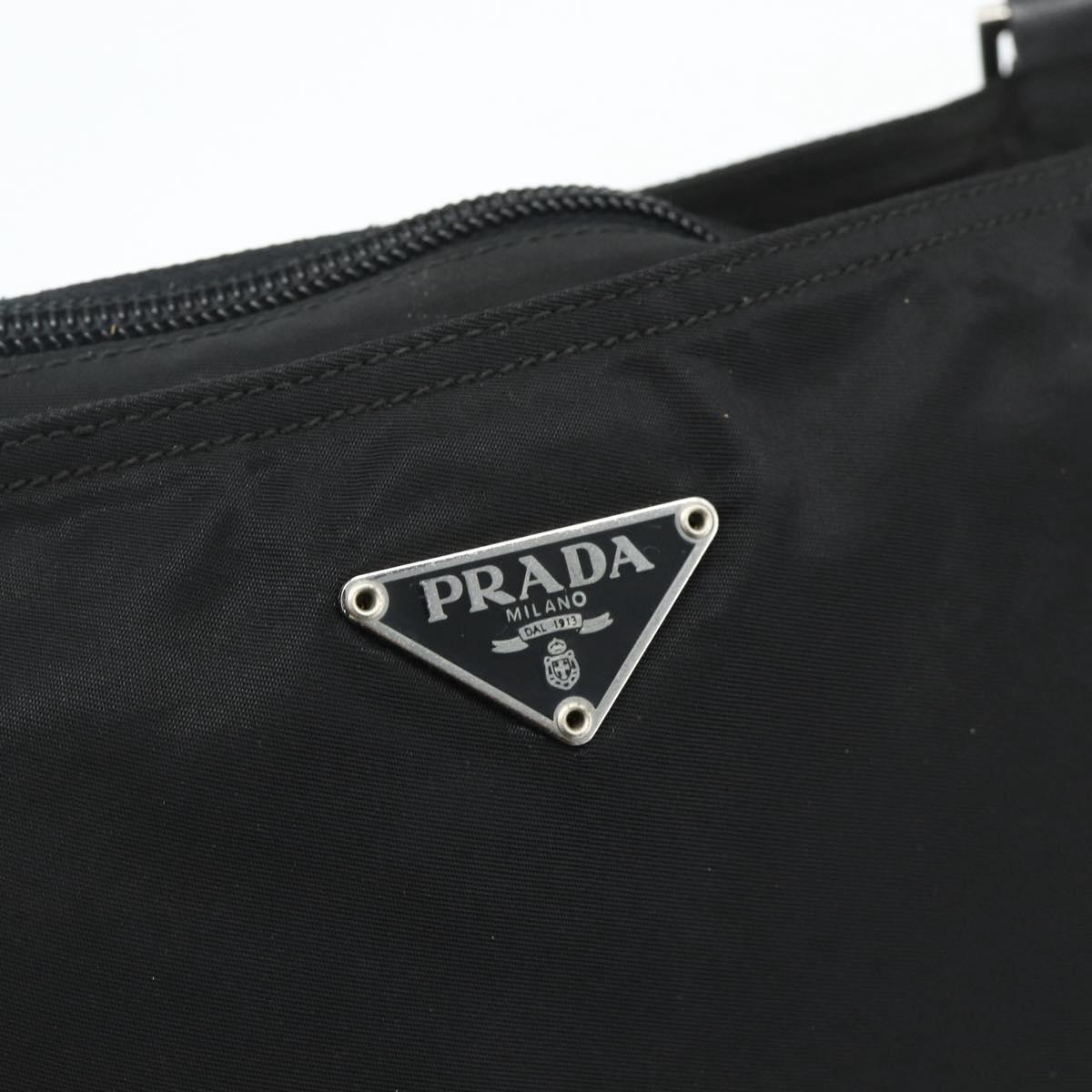 PRADA Shoulder Bag Nylon Black Silver Auth 180168
