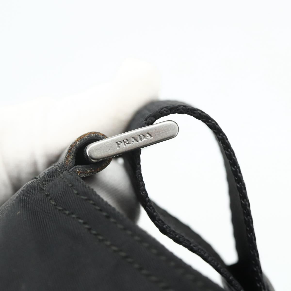 PRADA Shoulder Bag Nylon Black Silver Auth 180168