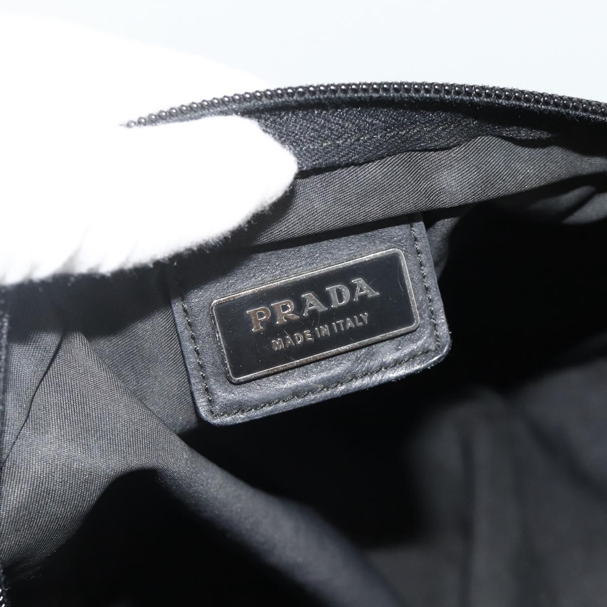 PRADA Shoulder Bag Nylon Black Silver Auth 180168