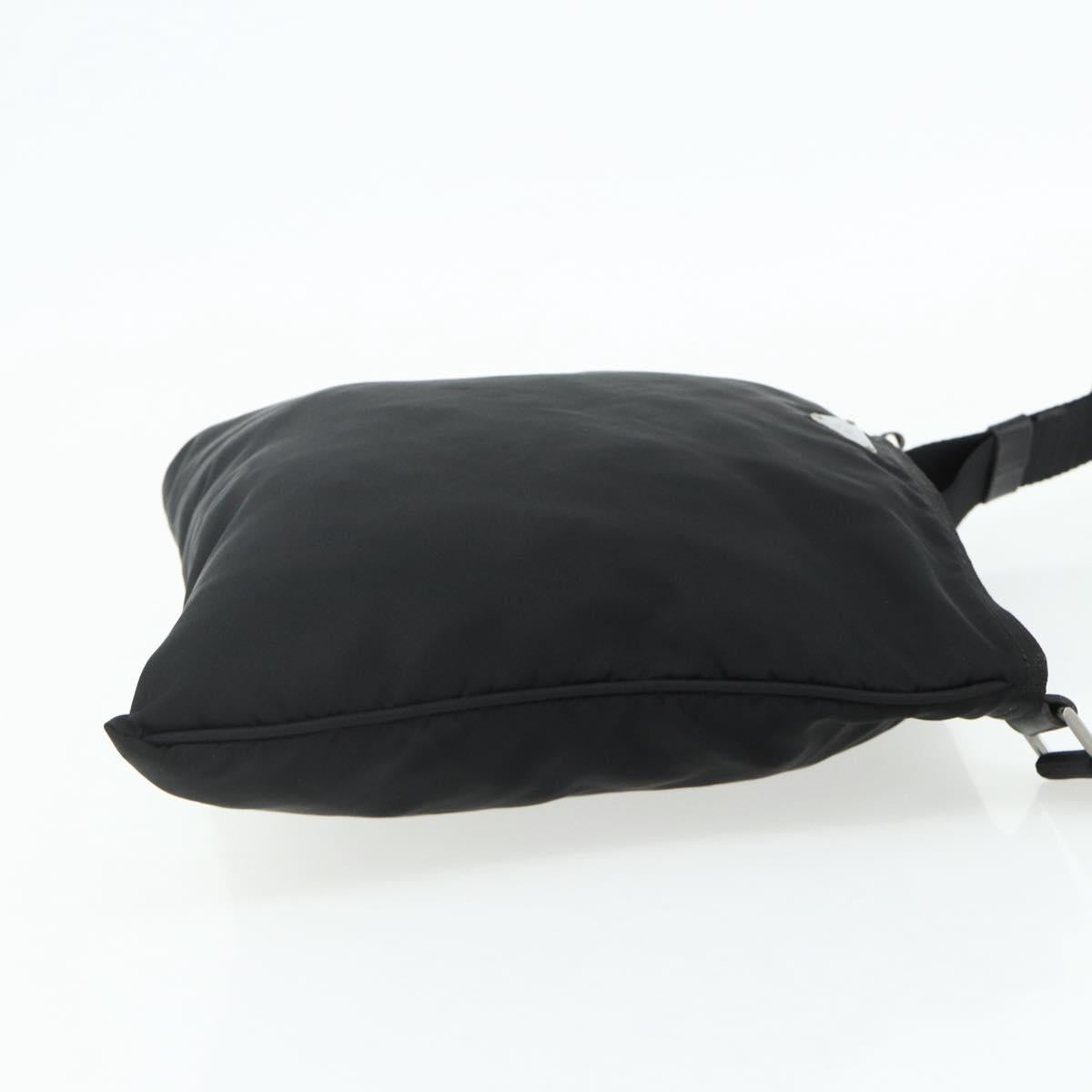 PRADA Shoulder Bag Nylon Black Silver Auth 180168