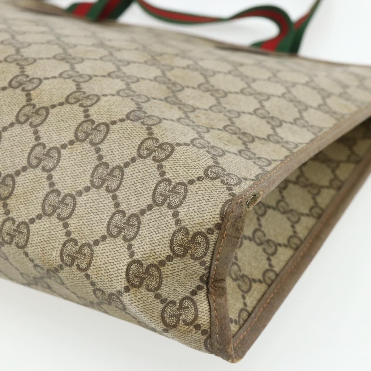 GUCCI GG Supreme Web Sherry Line Tote Bag PVC Beige Red 89 02 997 Auth 180169