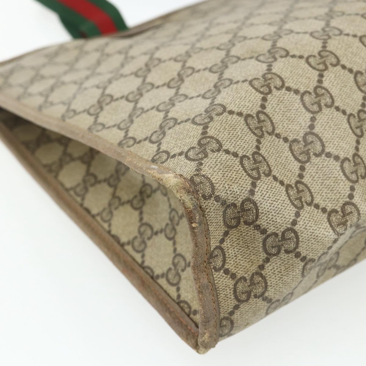 GUCCI GG Supreme Web Sherry Line Tote Bag PVC Beige Red 89 02 997 Auth 180169