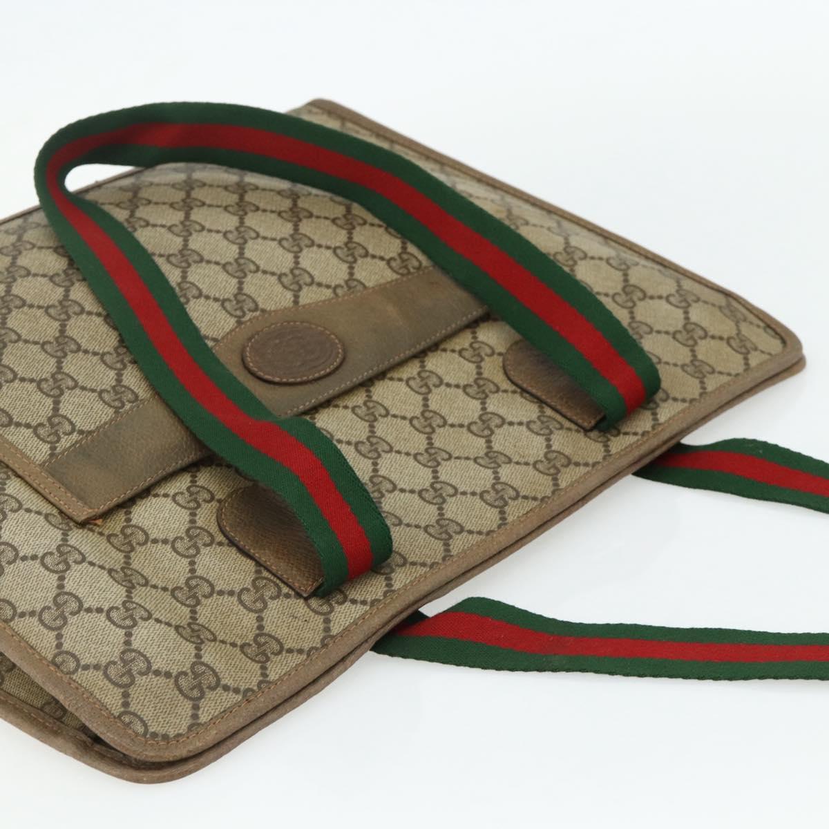 GUCCI GG Supreme Web Sherry Line Tote Bag PVC Beige Red 89 02 997 Auth 180169