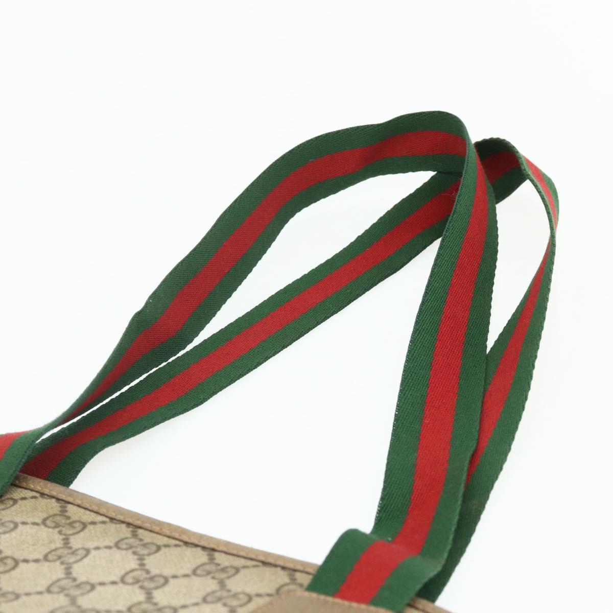 GUCCI GG Supreme Web Sherry Line Tote Bag PVC Beige Red 89 02 997 Auth 180169