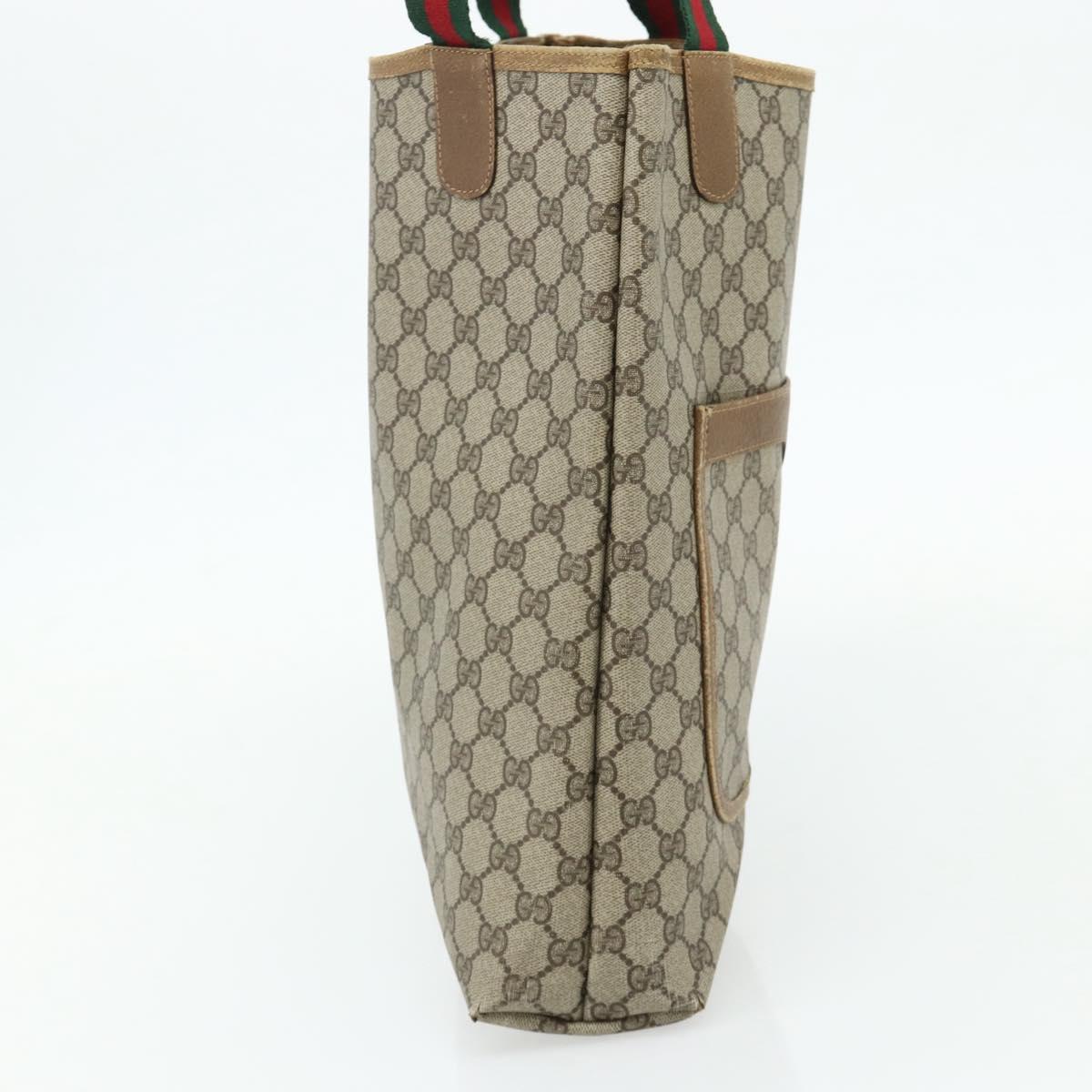 GUCCI GG Supreme Web Sherry Line Tote Bag PVC Beige Red 40 02 003 Auth 180170