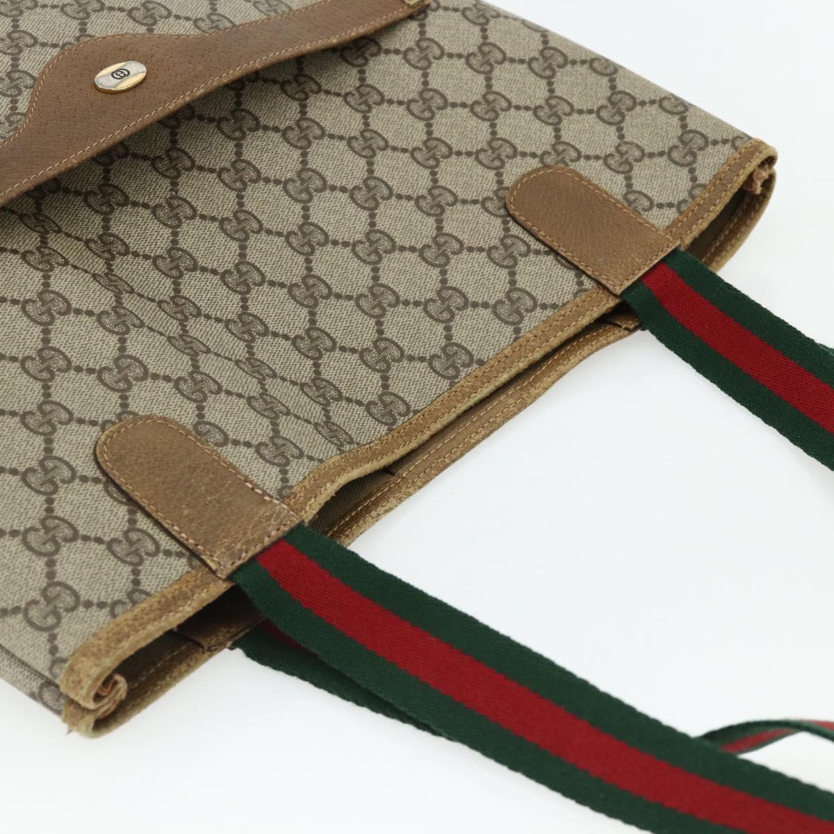 GUCCI GG Supreme Web Sherry Line Tote Bag PVC Beige Red 40 02 003 Auth 180170
