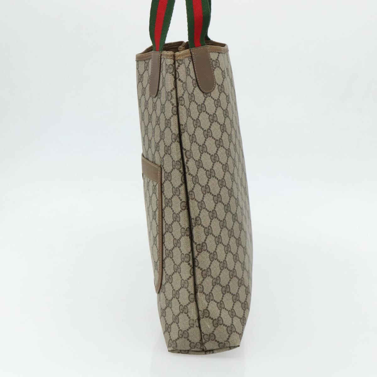 GUCCI GG Supreme Web Sherry Line Tote Bag PVC Beige Red 3902003 Auth 180171