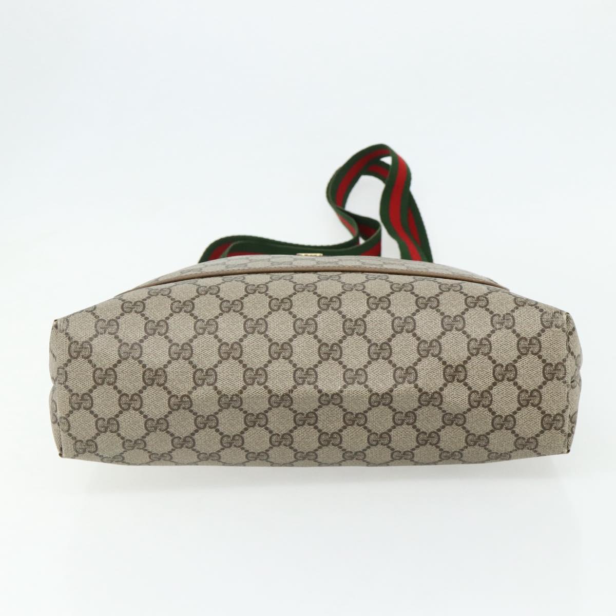 GUCCI GG Supreme Web Sherry Line Tote Bag PVC Beige Red 3902003 Auth 180171