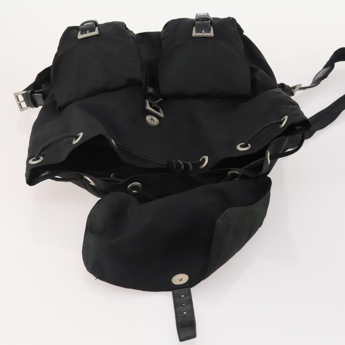 PRADA Backpack Nylon Black Silver Auth 180173
