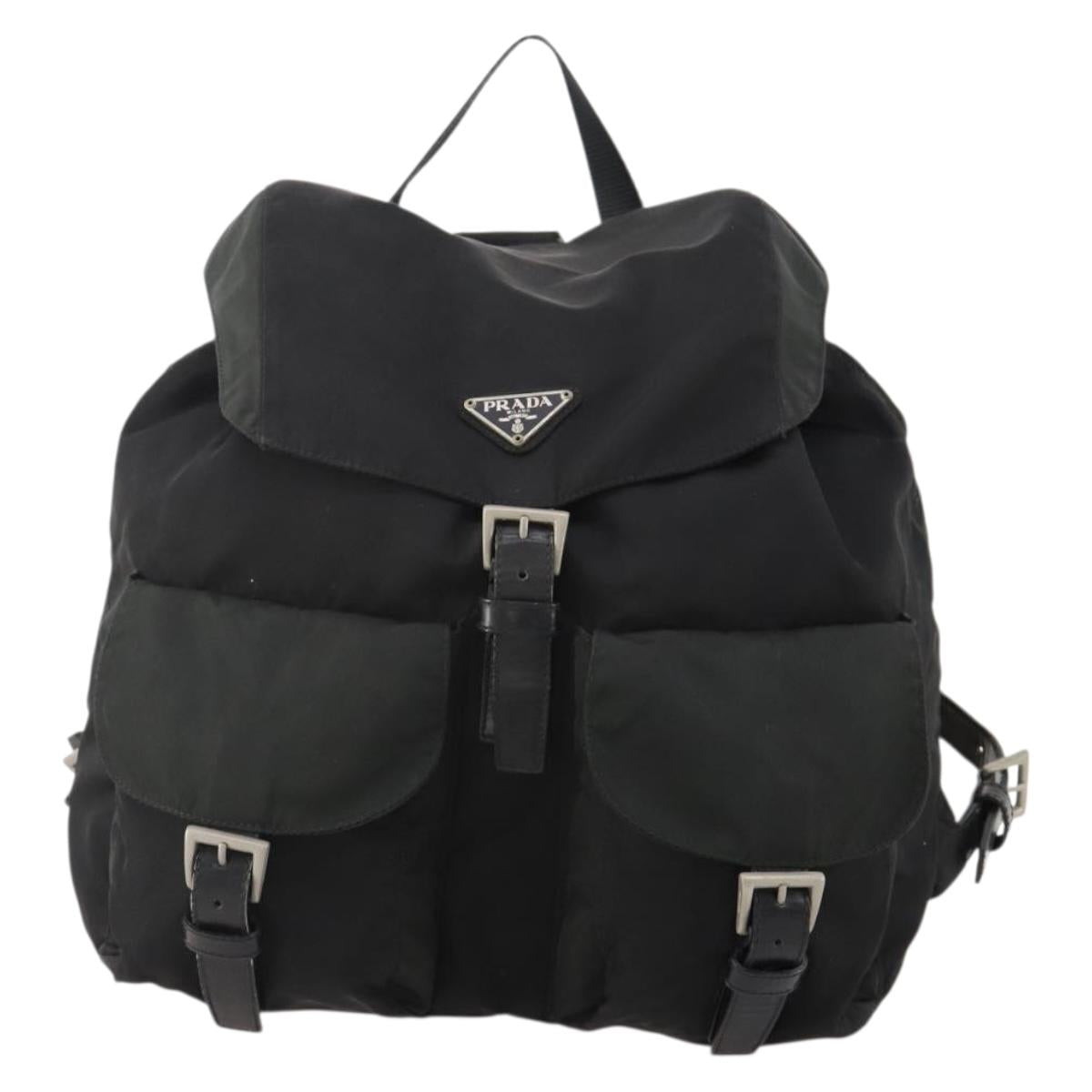 PRADA Backpack Nylon Black Silver Auth 180173