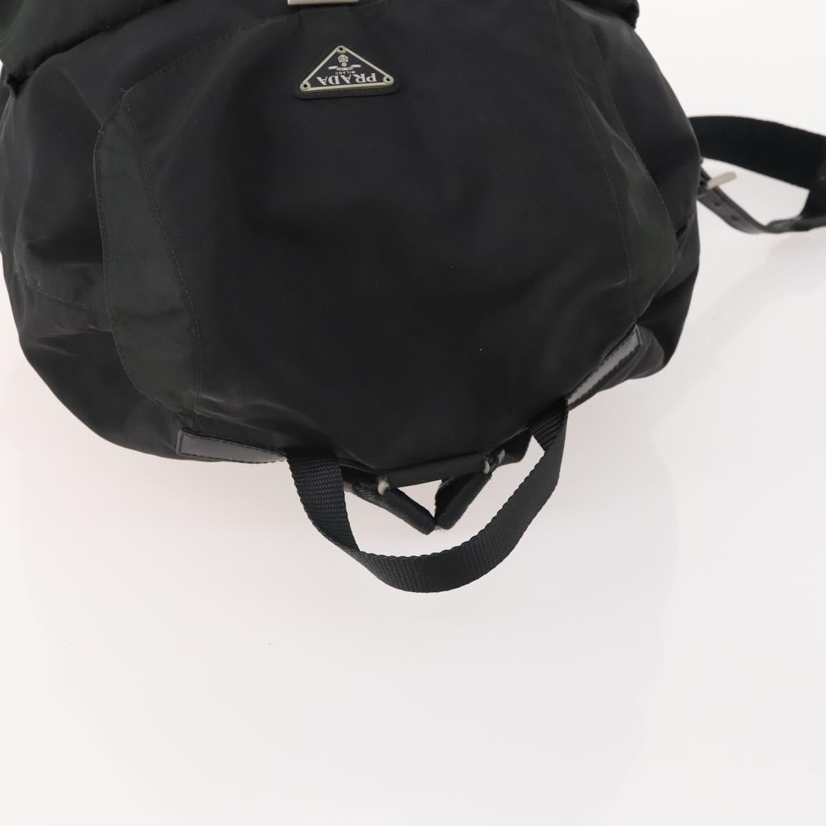 PRADA Backpack Nylon Black Silver Auth 180173