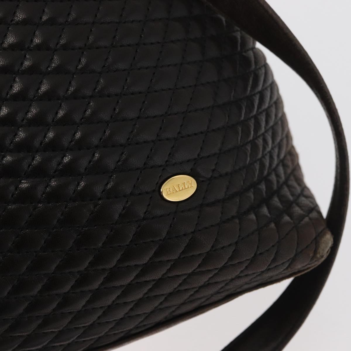 BALLY Chain Tote Bag Leather Brown Gold Auth 180178