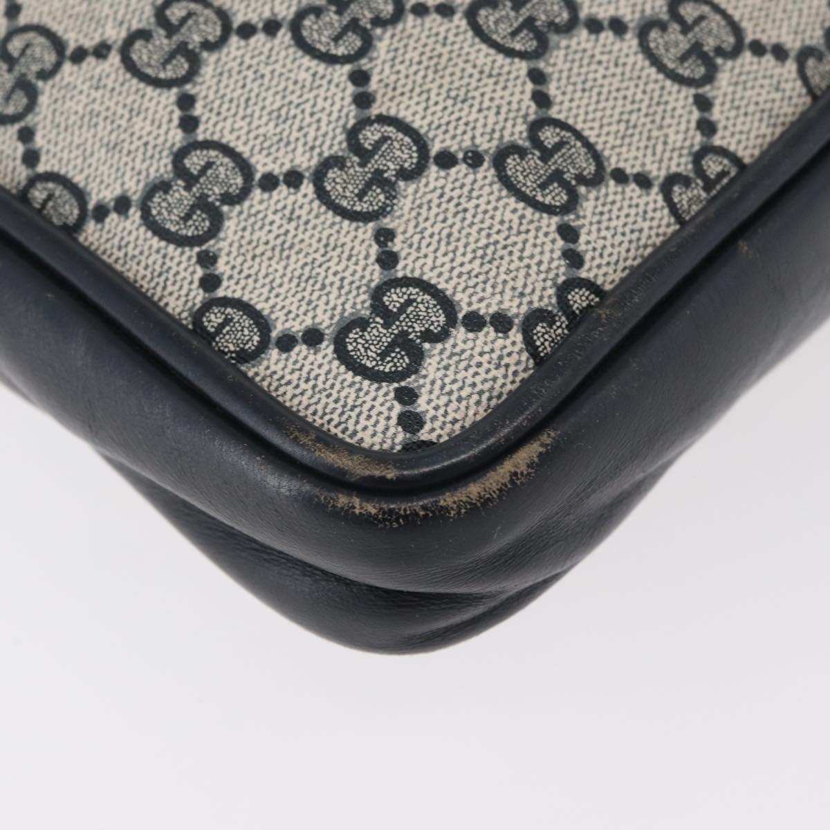 GUCCI GG Supreme Sherry Line Shoulder Bag PVC Navy Gold Auth 180181