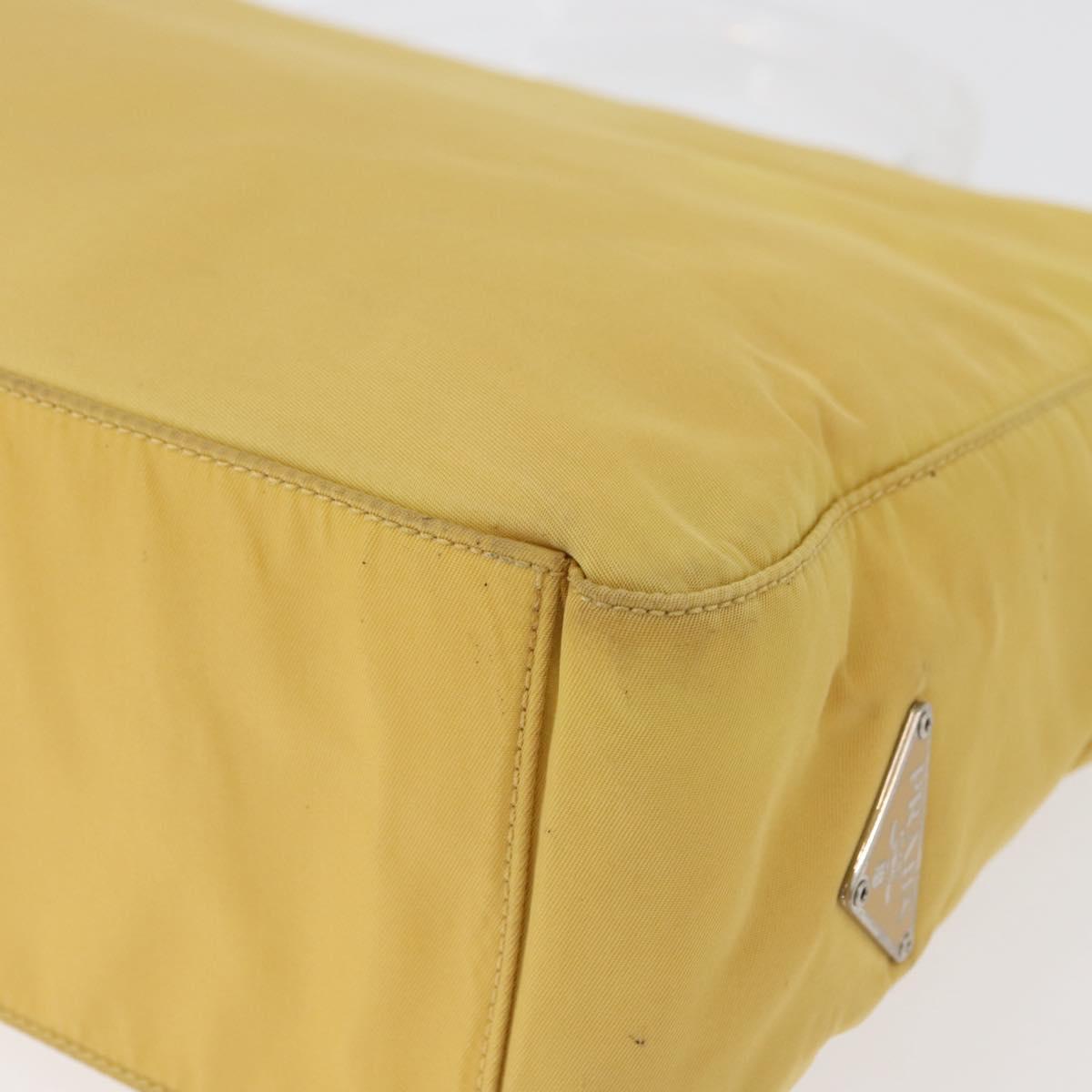 PRADA Hand Bag Nylon Yellow Silver Auth 180183