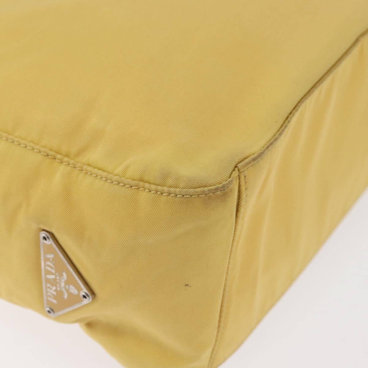 PRADA Hand Bag Nylon Yellow Silver Auth 180183