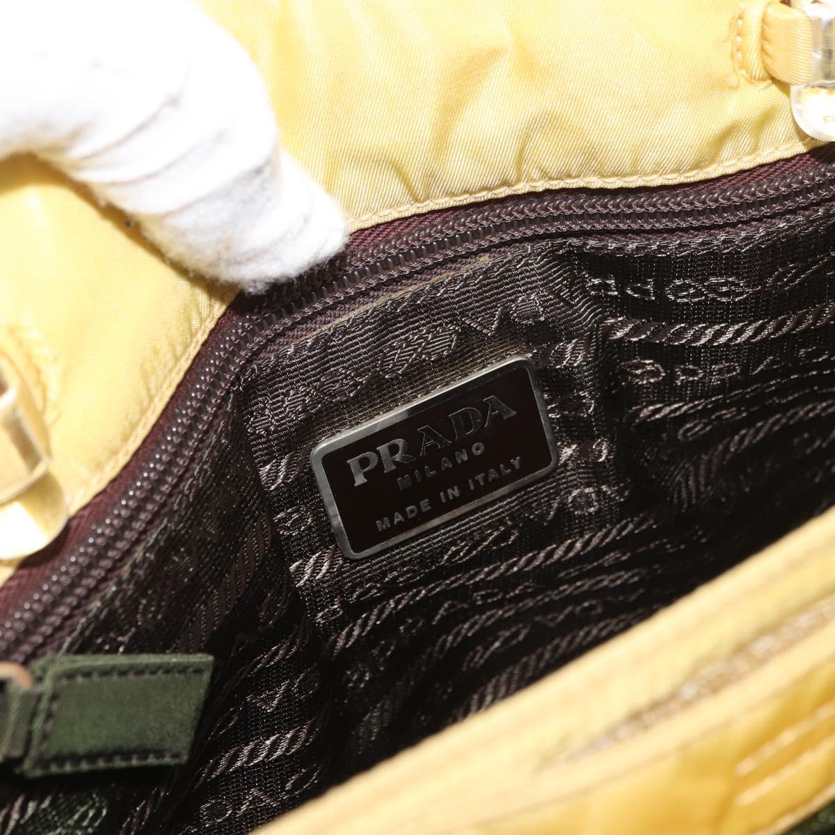 PRADA Hand Bag Nylon Yellow Silver Auth 180183